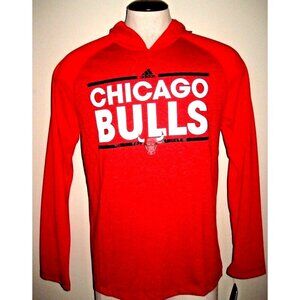 Adidas Men's NBA Chicago Bulls LS Clima-Lite Hoodie Shirt Red Black Size Small